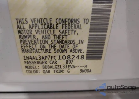 2015 Nissan Altima 2.5 S z USA, uszkodzony, nr VIN 1N4AL3AP7FC108248